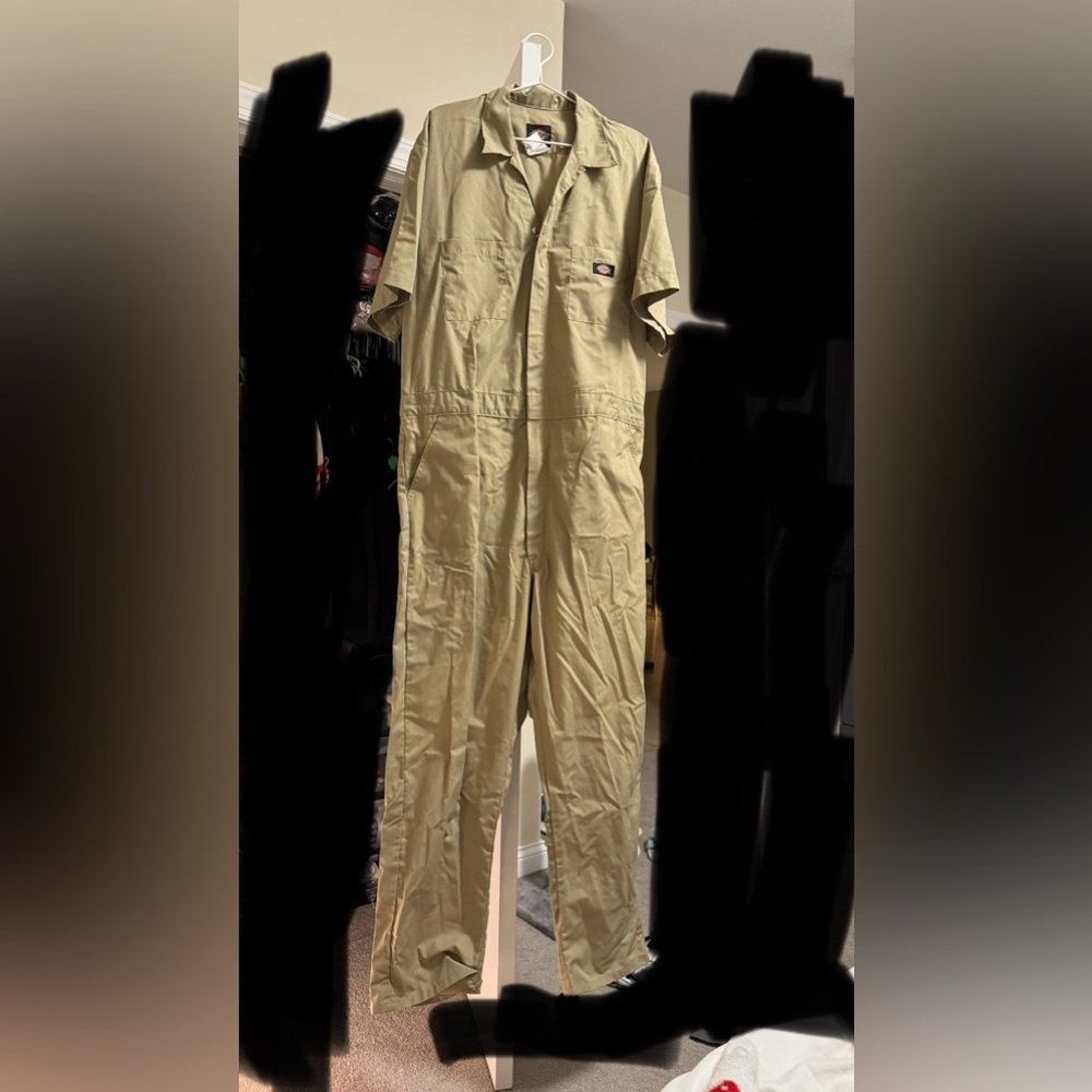 Dickies Men's khaki short sleeve boiler suit. Regular length, size XL